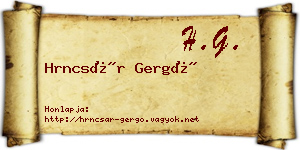 Hrncsár Gergő névjegykártya